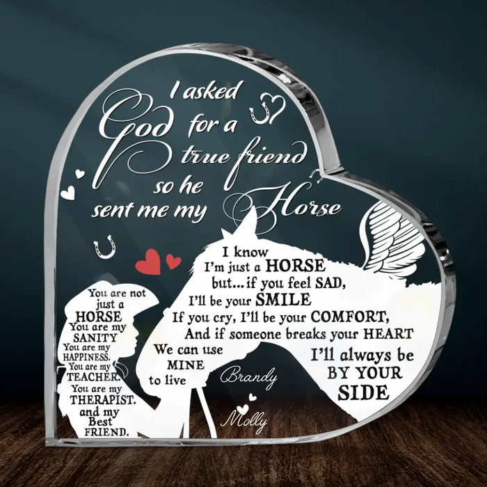 Personalized Memorial Horse Acrylic Plaque - Gift Idea For Horse Lovers - I Asked God For A True Friend So He Sent Me My Horse