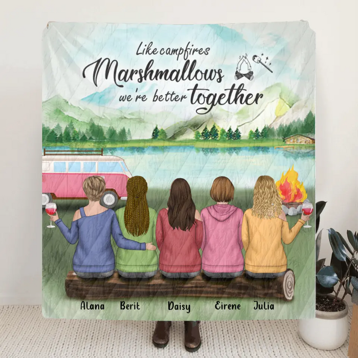 Personalized Camping Quilt/Fleece Blanket - Best Gift For Camping Lovers, Friends - We Are More Than Just Camping Friends