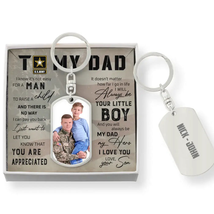 Personalized To My Veteran Dad Tag Keychain With Message Card - Gift Idea For Veteran/Father's Day/ Independence Day - You Are Appreciated