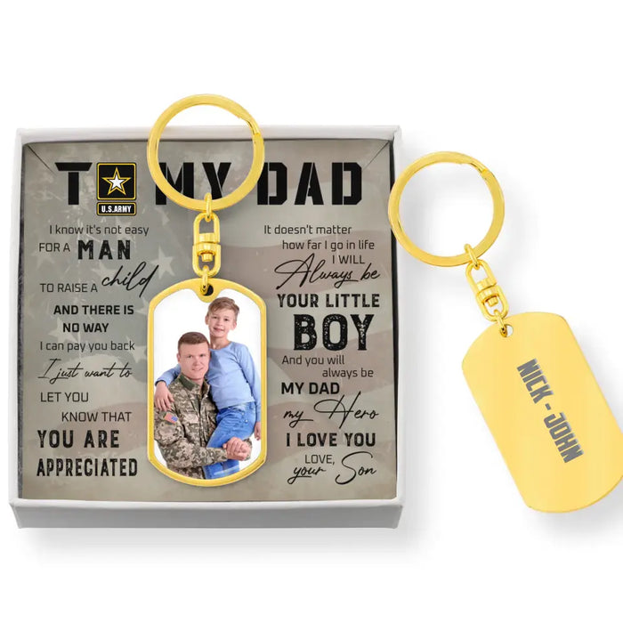 Personalized To My Veteran Dad Tag Keychain With Message Card - Gift Idea For Veteran/Father's Day/ Independence Day - You Are Appreciated