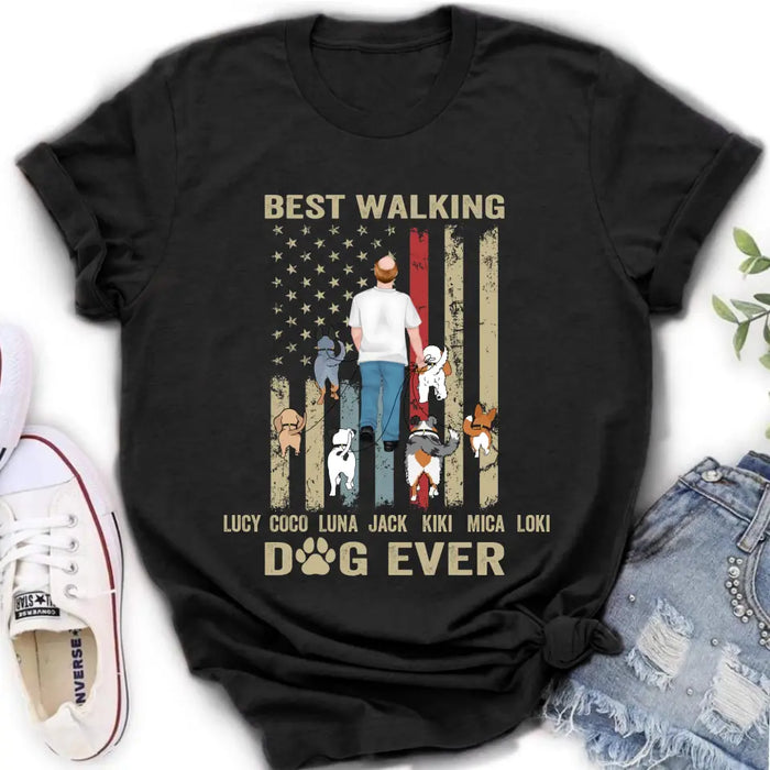 Personalized Dad Dog Shirt/Hoodie - Gift Idea For Dog Lovers/Father's Day - Up to 6 Dogs - Best Walking Dog Ever