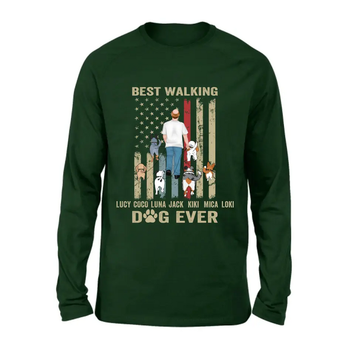 Personalized Dad Dog Shirt/Hoodie - Gift Idea For Dog Lovers/Father's Day - Up to 6 Dogs - Best Walking Dog Ever