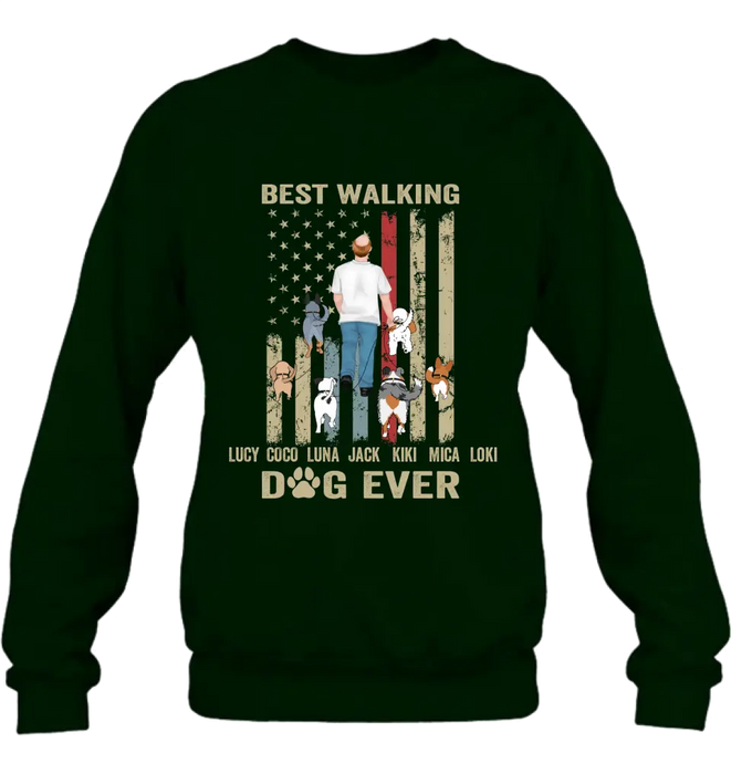 Personalized Dad Dog Shirt/Hoodie - Gift Idea For Dog Lovers/Father's Day - Up to 6 Dogs - Best Walking Dog Ever