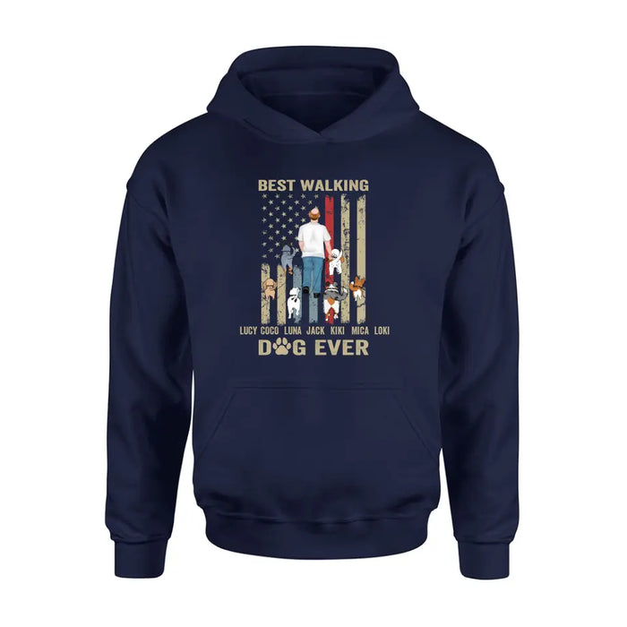 Personalized Dad Dog Shirt/Hoodie - Gift Idea For Dog Lovers/Father's Day - Up to 6 Dogs - Best Walking Dog Ever