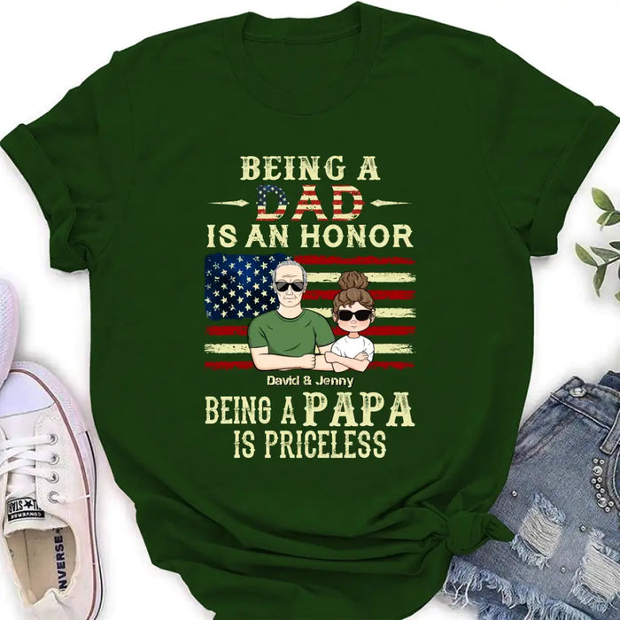 Personalized Grandpa Shirt/Hoodie - Father's Day Gift Idea for Grandpa - Being A Dad Is An Honor Being A Papa Is Priceless