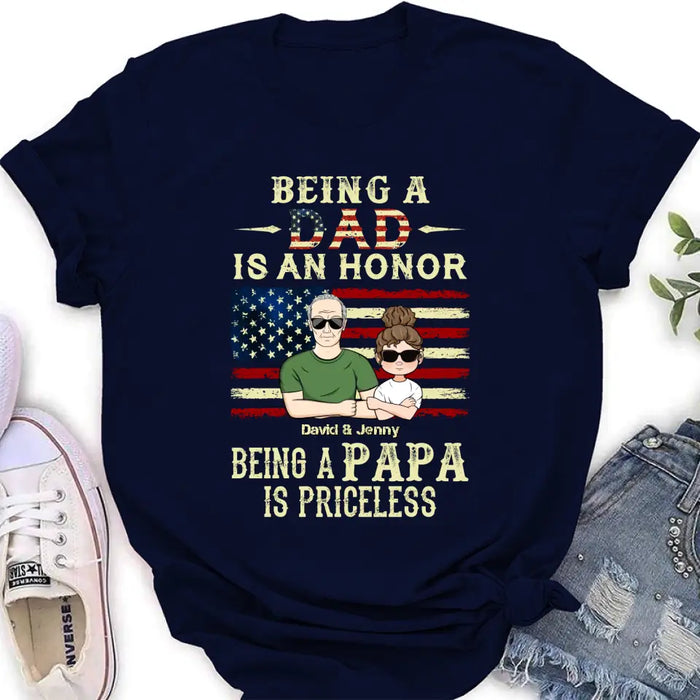 Personalized Grandpa Shirt/Hoodie - Father's Day Gift Idea for Grandpa - Being A Dad Is An Honor Being A Papa Is Priceless