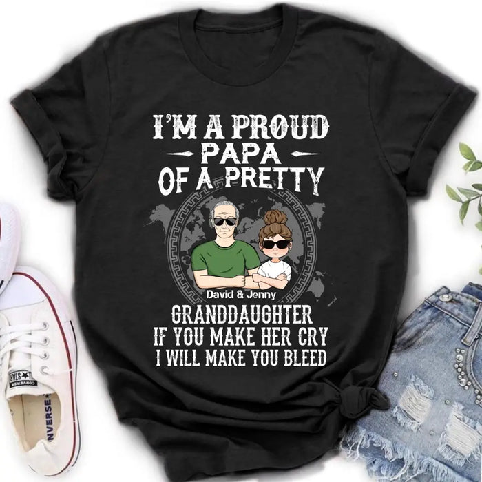 Personalized Grandpa Shirt/Hoodie - Father's Day Gift Idea for Grandpa - I'm A Proud Papa Of A Pretty Granddaughter