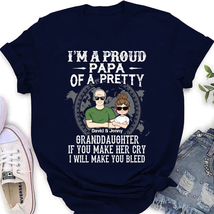 Personalized Grandpa Shirt/Hoodie - Father's Day Gift Idea for Grandpa - I'm A Proud Papa Of A Pretty Granddaughter