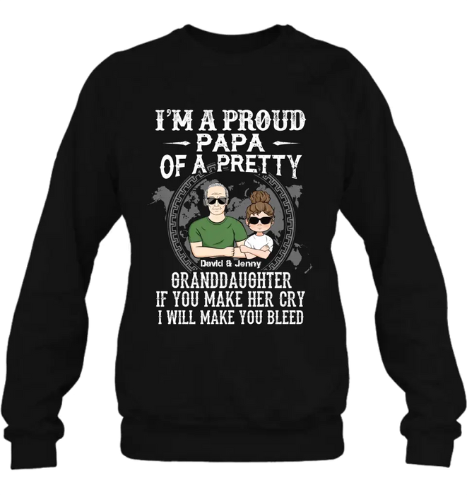Personalized Grandpa Shirt/Hoodie - Father's Day Gift Idea for Grandpa - I'm A Proud Papa Of A Pretty Granddaughter