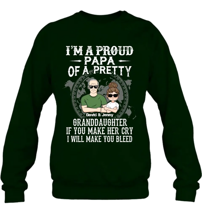 Personalized Grandpa Shirt/Hoodie - Father's Day Gift Idea for Grandpa - I'm A Proud Papa Of A Pretty Granddaughter