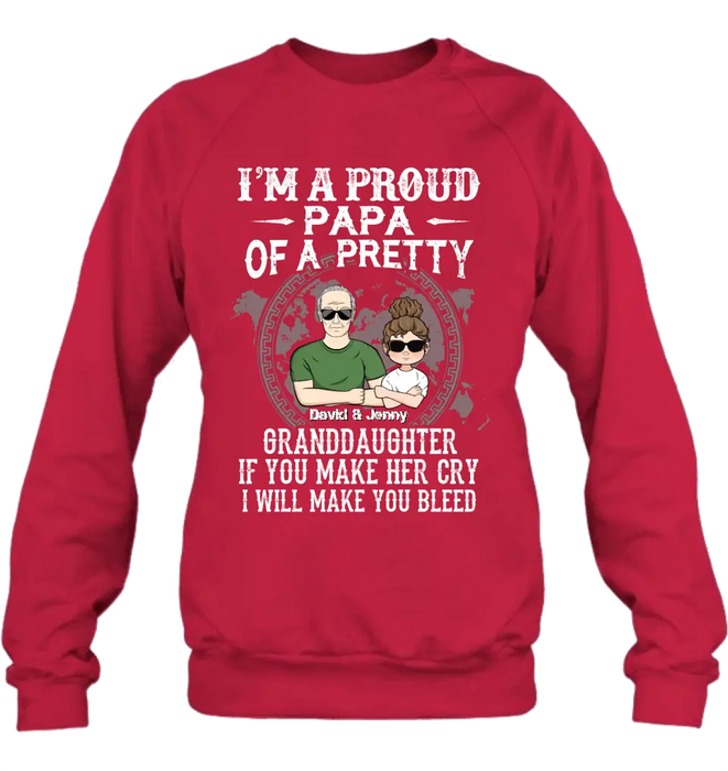 Personalized Grandpa Shirt/Hoodie - Father's Day Gift Idea for Grandpa - I'm A Proud Papa Of A Pretty Granddaughter