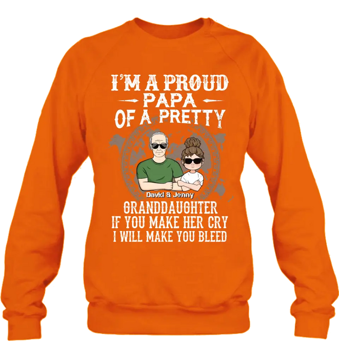 Personalized Grandpa Shirt/Hoodie - Father's Day Gift Idea for Grandpa - I'm A Proud Papa Of A Pretty Granddaughter