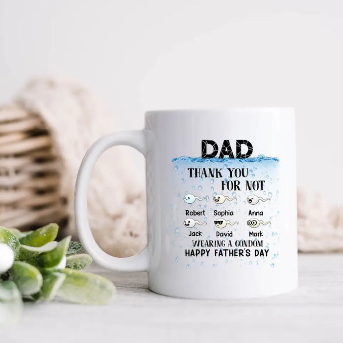 Personalized Sperms Coffee Mug - Gift Idea For Father's Day - Up to 6 Sperms -  Thank You For Not Wearing A Condom