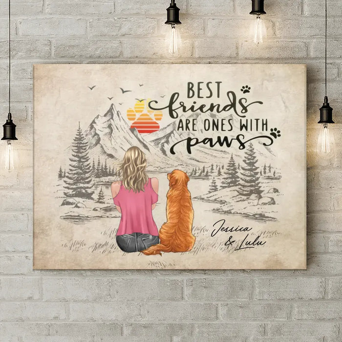 Personalized Dog Mom Canvas - Up to 5 Dogs - Mother's Day Gift For Dog Lovers - Best Friends Are Ones With Paws