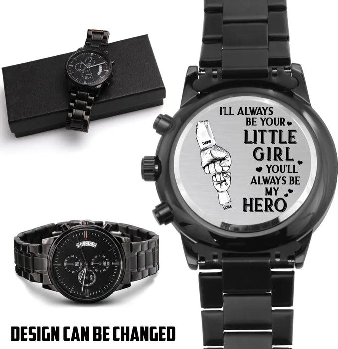 Personalized Father's Day Black Chronograph Watch - Father's Day Gift Idea - Behind Every Great Child Is A Truly Amazing Dad