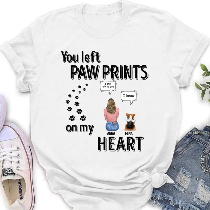 Personalized Paw Prints Shirt - Memorial Gift Idea For Loss Of Pet - Up to 4 Pets - Mother's Day/Father's Day Gift