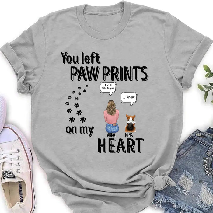 Personalized Paw Prints Shirt - Memorial Gift Idea For Loss Of Pet - Up to 4 Pets - Mother's Day/Father's Day Gift