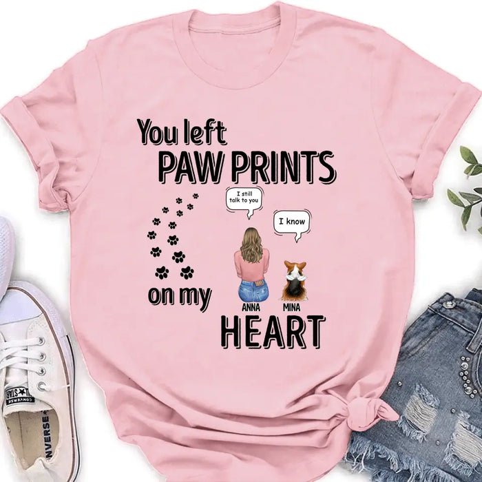 Personalized Paw Prints Shirt - Memorial Gift Idea For Loss Of Pet - Up to 4 Pets - Mother's Day/Father's Day Gift