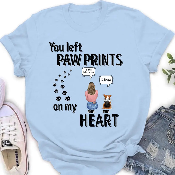 Personalized Paw Prints Shirt - Memorial Gift Idea For Loss Of Pet - Up to 4 Pets - Mother's Day/Father's Day Gift