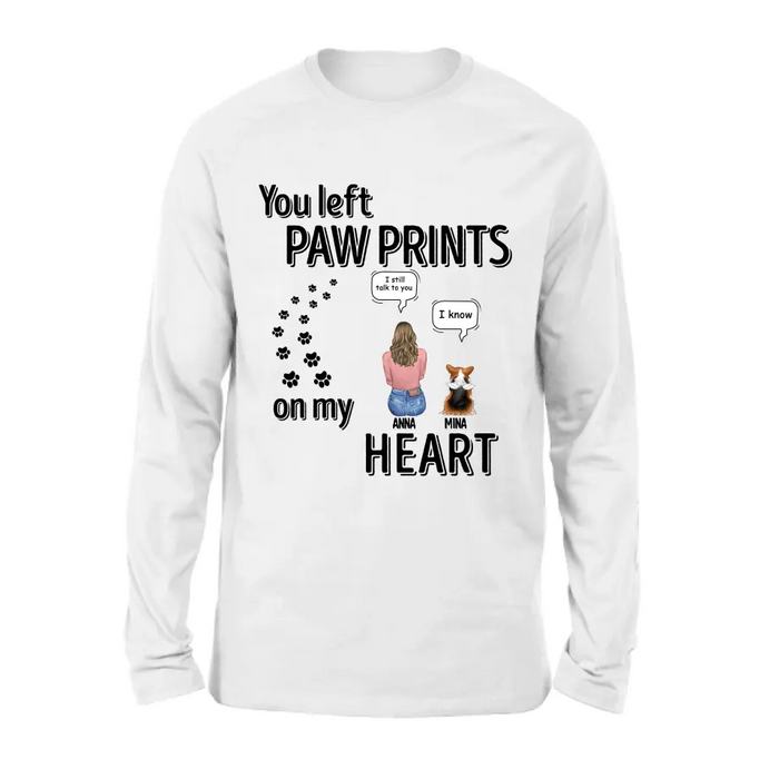 Personalized Paw Prints Shirt - Memorial Gift Idea For Loss Of Pet - Up to 4 Pets - Mother's Day/Father's Day Gift