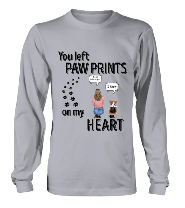 Personalized Paw Prints Shirt - Memorial Gift Idea For Loss Of Pet - Up to 4 Pets - Mother's Day/Father's Day Gift