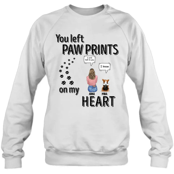 Personalized Paw Prints Shirt - Memorial Gift Idea For Loss Of Pet - Up to 4 Pets - Mother's Day/Father's Day Gift