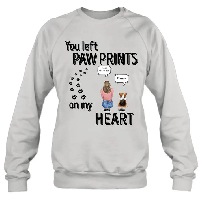 Personalized Paw Prints Shirt - Memorial Gift Idea For Loss Of Pet - Up to 4 Pets - Mother's Day/Father's Day Gift