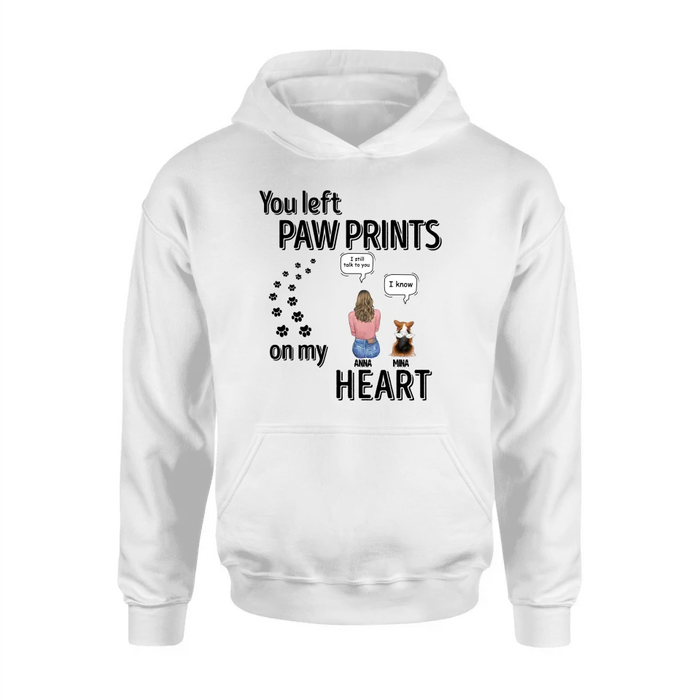 Personalized Paw Prints Shirt - Memorial Gift Idea For Loss Of Pet - Up to 4 Pets - Mother's Day/Father's Day Gift