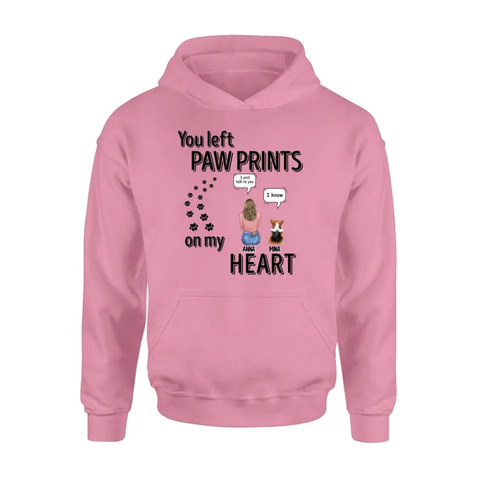 Personalized Paw Prints Shirt - Memorial Gift Idea For Loss Of Pet - Up to 4 Pets - Mother's Day/Father's Day Gift