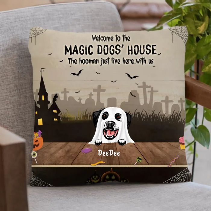 Personalized Halloween Dogs Pillow Cover/Cushion Cover - Up to 5 Dogs - Best Gift For Dog Lovers - Welcome To The Magic Dogs' House - EAC1XW