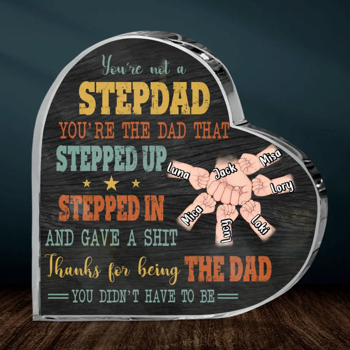 Personalized Step Father Crystal Heart - Best Gift Idea For Father's Day - Up to 6 Kids Father