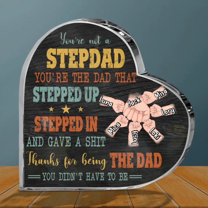 Personalized Step Father Crystal Heart - Best Gift Idea For Father's Day - Up to 6 Kids Father