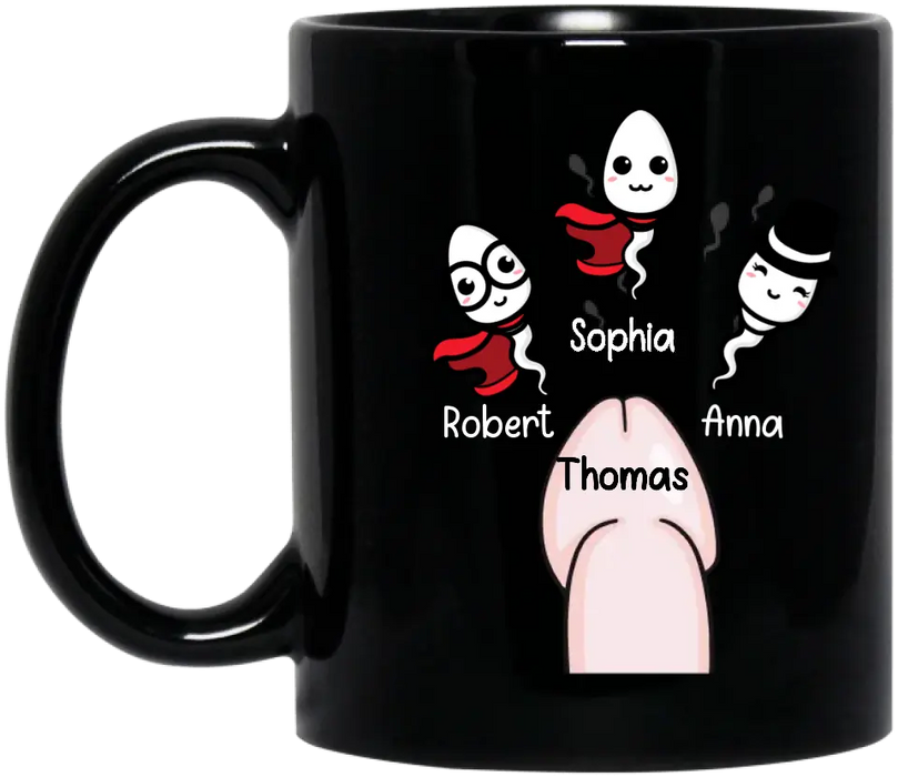 Personalized Sperms Mug - Gift Idea For Father's Day From Kids - Up to 3 Sperms - Seems Like Just Yesterday We Were Chillin' In Your Balls Happy Father's Day
