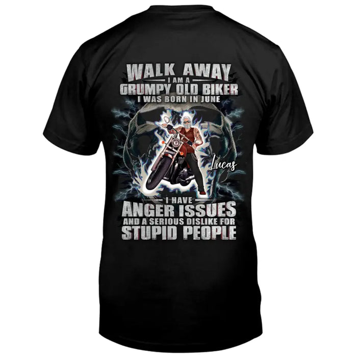 Personalized Biker Shirt/Hoodie - Father's Day Gift Idea For Biker - Walk Away I Am A Grumpy Old Biker