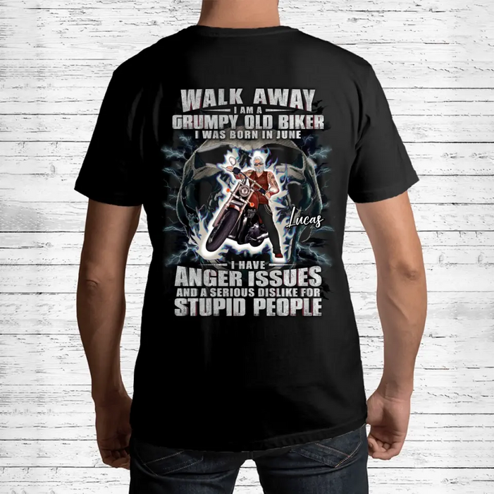 Personalized Biker Shirt/Hoodie - Father's Day Gift Idea For Biker - Walk Away I Am A Grumpy Old Biker