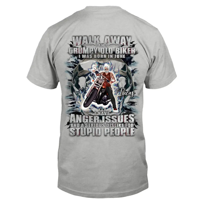 Personalized Biker Shirt/Hoodie - Father's Day Gift Idea For Biker - Walk Away I Am A Grumpy Old Biker