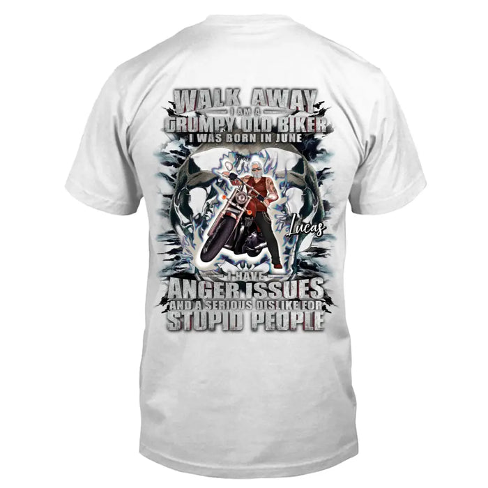 Personalized Biker Shirt/Hoodie - Father's Day Gift Idea For Biker - Walk Away I Am A Grumpy Old Biker
