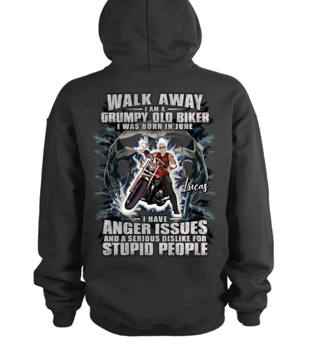 Personalized Biker Shirt/Hoodie - Father's Day Gift Idea For Biker - Walk Away I Am A Grumpy Old Biker