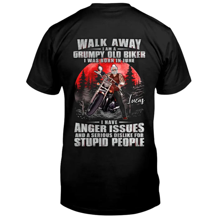 Personalized Biker Shirt/Hoodie - Father's Day Gift Idea For Biker - Walk Away I Am A Grumpy Old Biker