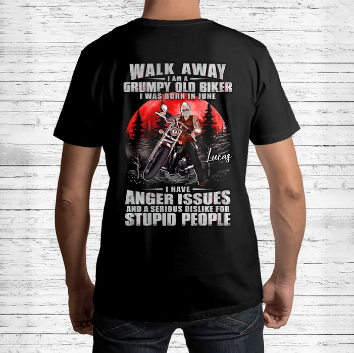 Personalized Biker Shirt/Hoodie - Father's Day Gift Idea For Biker - Walk Away I Am A Grumpy Old Biker