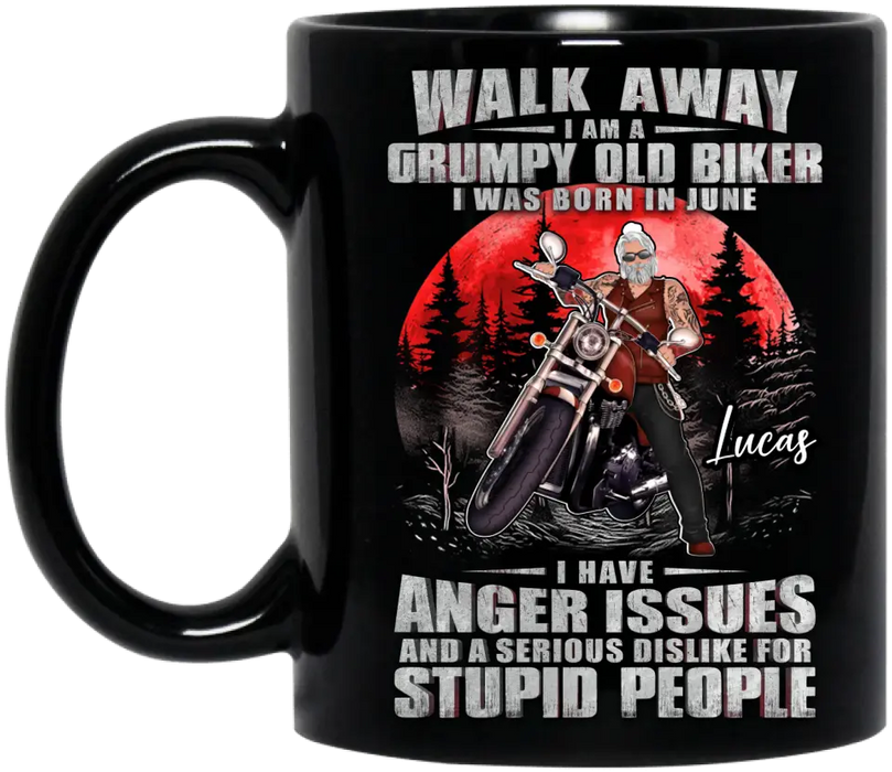 Personalized Biker Coffee Mug - Father's Day Gift Idea For Biker - Walk Away I Am A Grumpy Old Biker