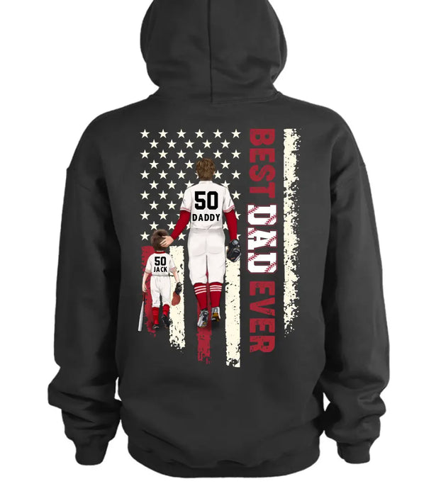 Personalized Dad Shirt/Hoodie - Up to 3 Children - Father's Day Gift Idea for Baseball Lovers - Best Dad Ever