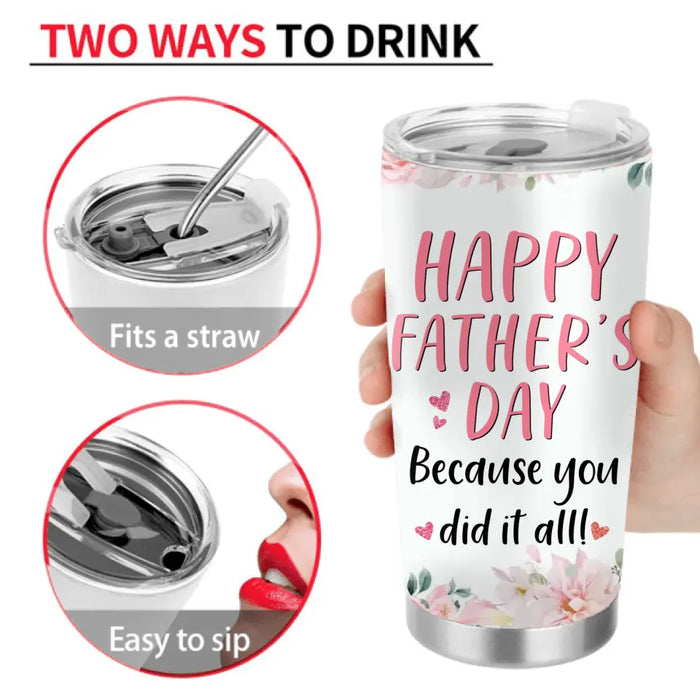Personalized Mom Tumbler - Up to 4 Children - Father's Day Gift Idea for Single Mom - Sometimes The Best Dads Are Called Mom
