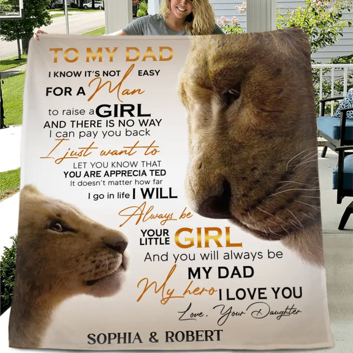 Personalized Father's Day Fleece Throw Blanket/Quilt - Gift Idea For Father's Day - To My Dad I Know It's Not Easy For A Man To Raise A Girl