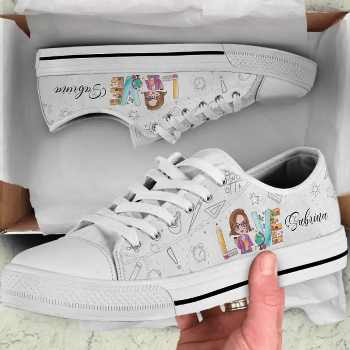 Custom Personalized Teacher Sneakers - Gift Idea For Teacher - Love