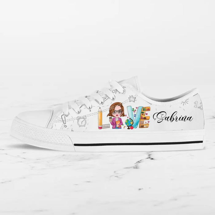 Custom Personalized Teacher Sneakers - Gift Idea For Teacher - Love