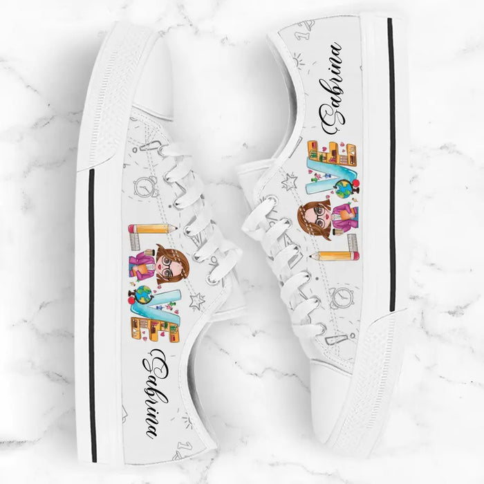 Custom Personalized Teacher Sneakers - Gift Idea For Teacher - Love