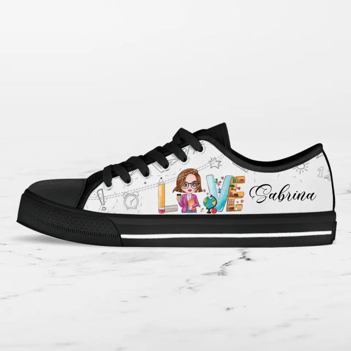 Custom Personalized Teacher Sneakers - Gift Idea For Teacher - Love
