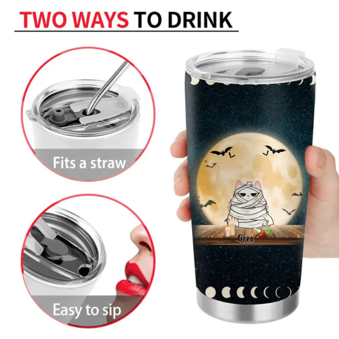 Personalized Halloween Tumbler - Gift Idea For Halloween/Cat Owner with up to 5 Cats - Good Morning I See The Assassins Have Failed Again