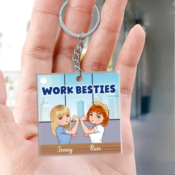 Personalized Work Besties Acrylic Keychain - Up to 4 Besties - Gifts Idea for Besties/Colleagues - You Are The Reason I Don't Punch People At Work